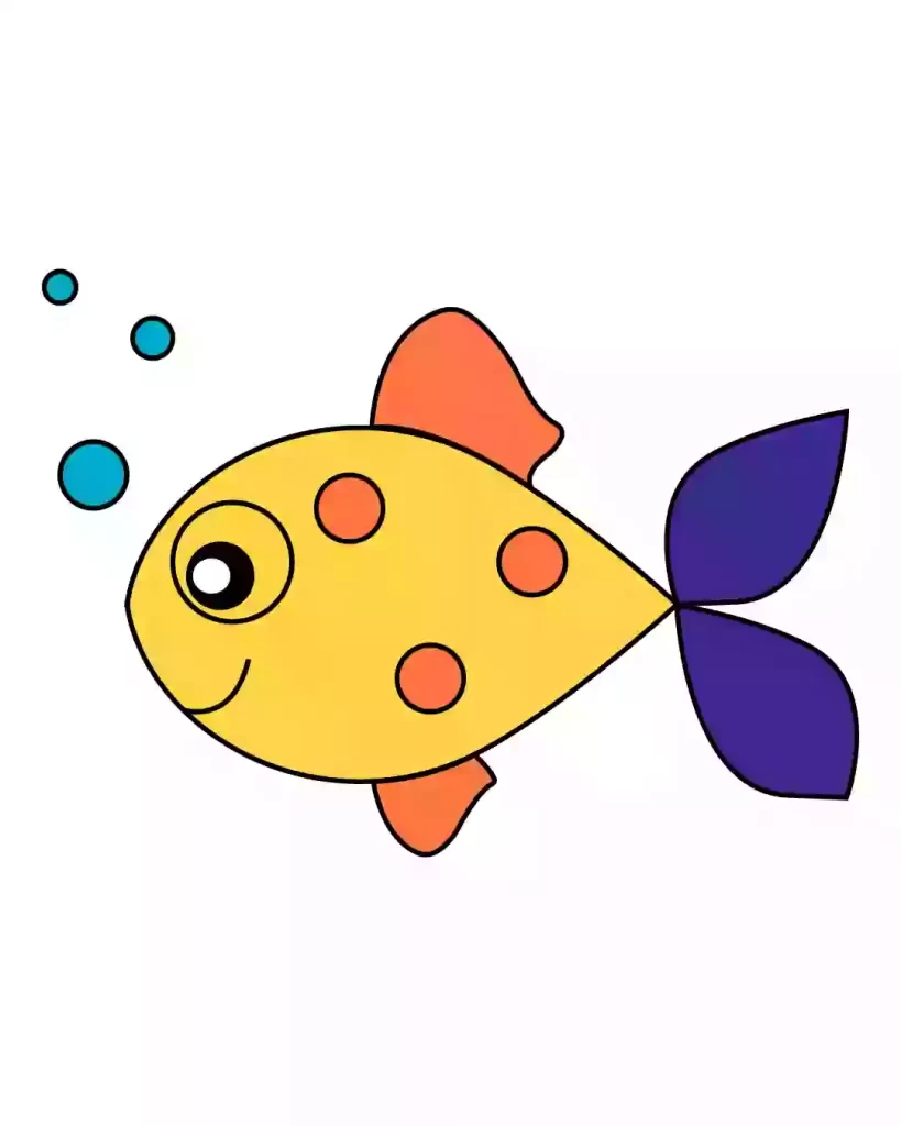 Simple Fish Drawing With Colour - Otakugadgets
