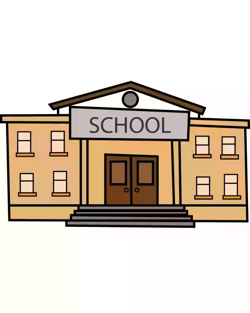 how to draw a school building for kids