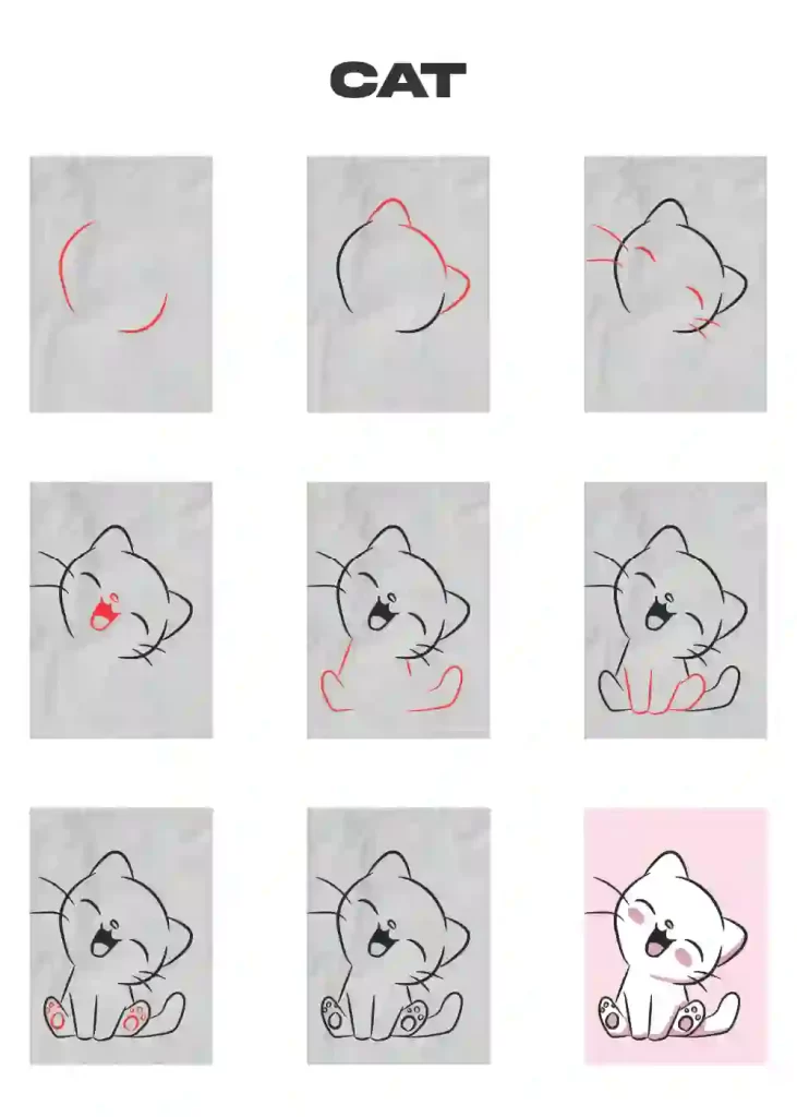 how to draw a cat step by step