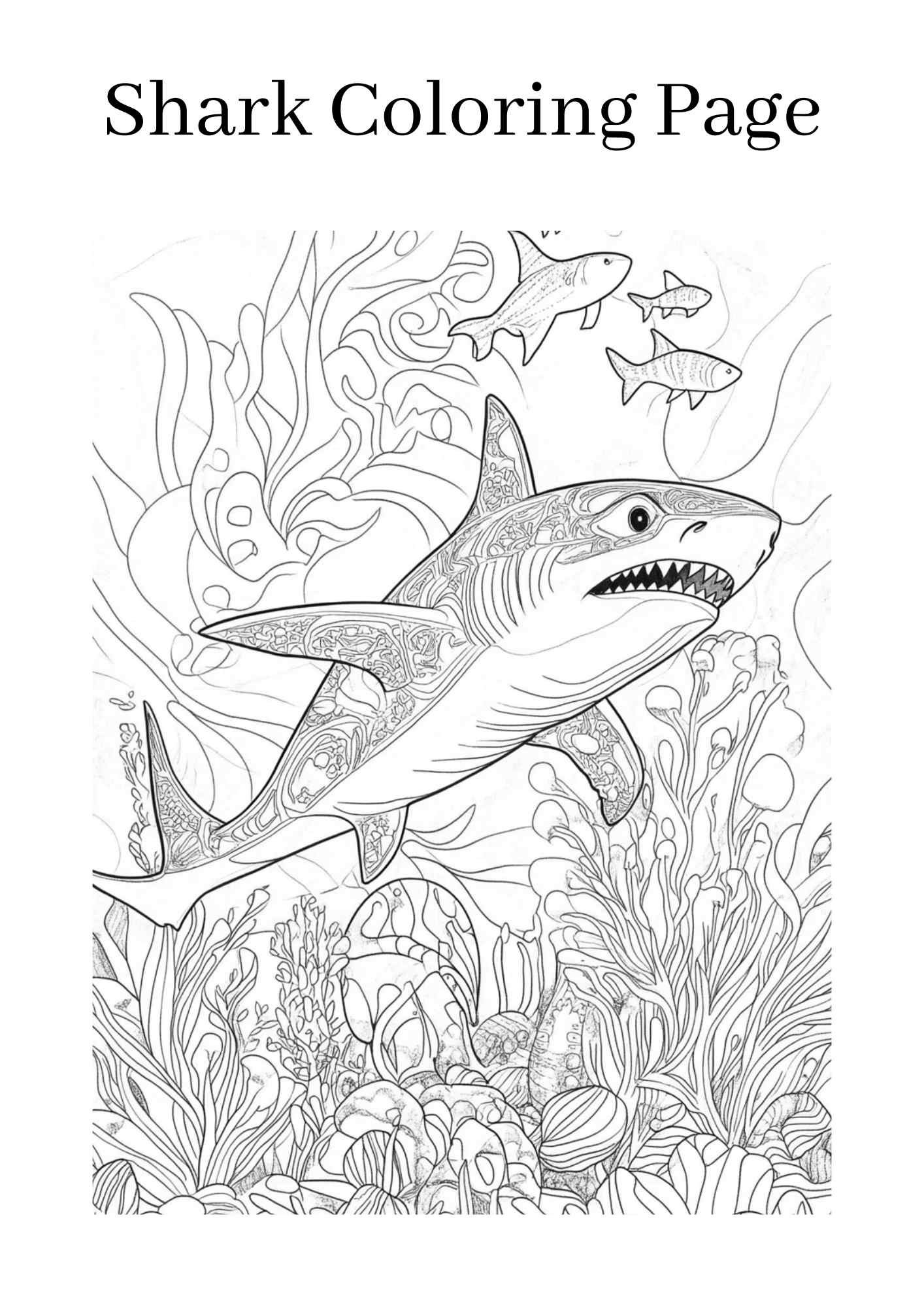 Free Shark Coloring Page | For Kids & Adults | Storiespub
