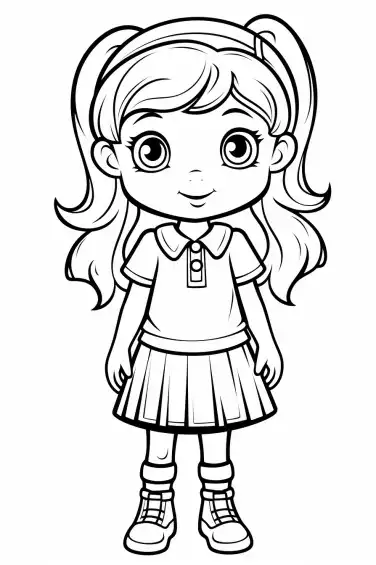 Cute Girl Coloring Page For Kids & Adults | Free Printables | Storiespub