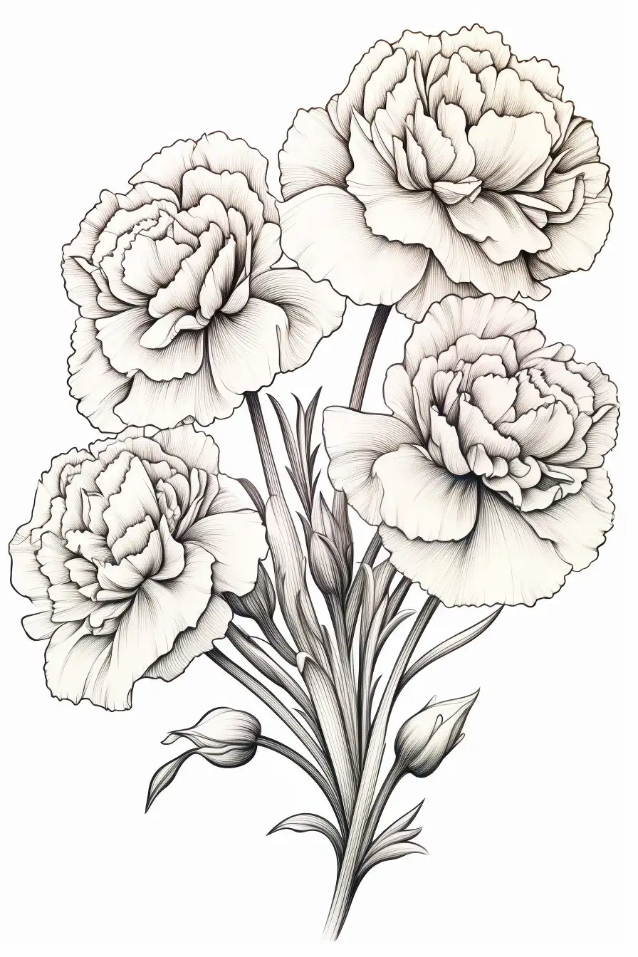 Carnations-flower-coloring-page
