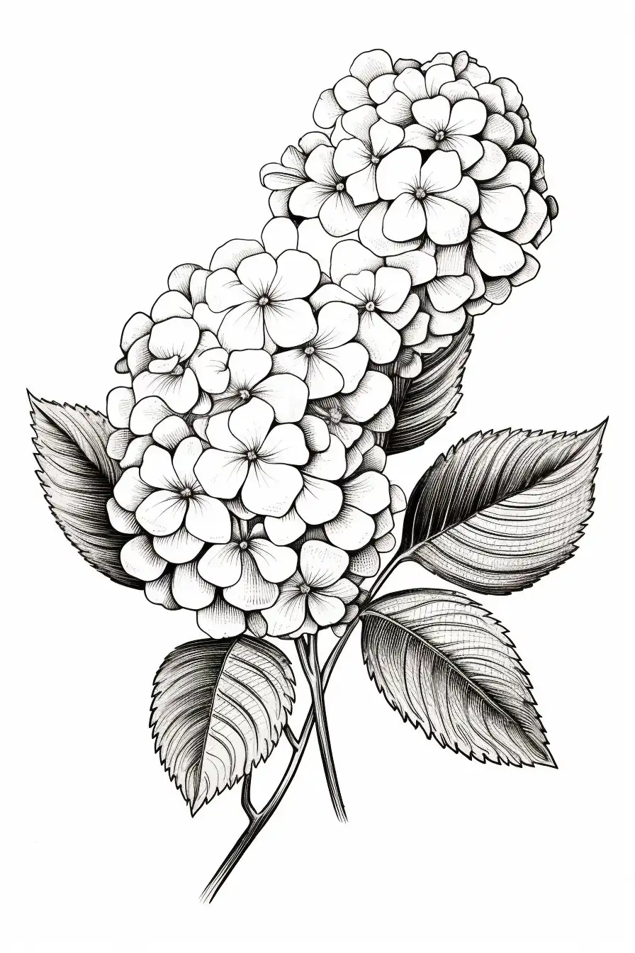 Hydrangea-flower-coloring-sheet