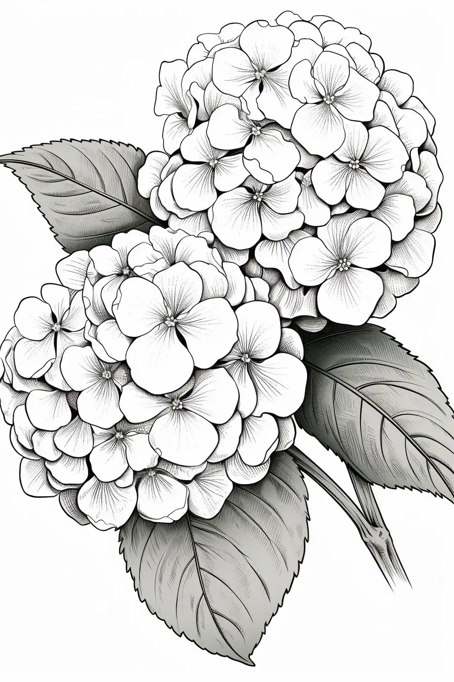 Hydrangea-flower-coloring-sheet