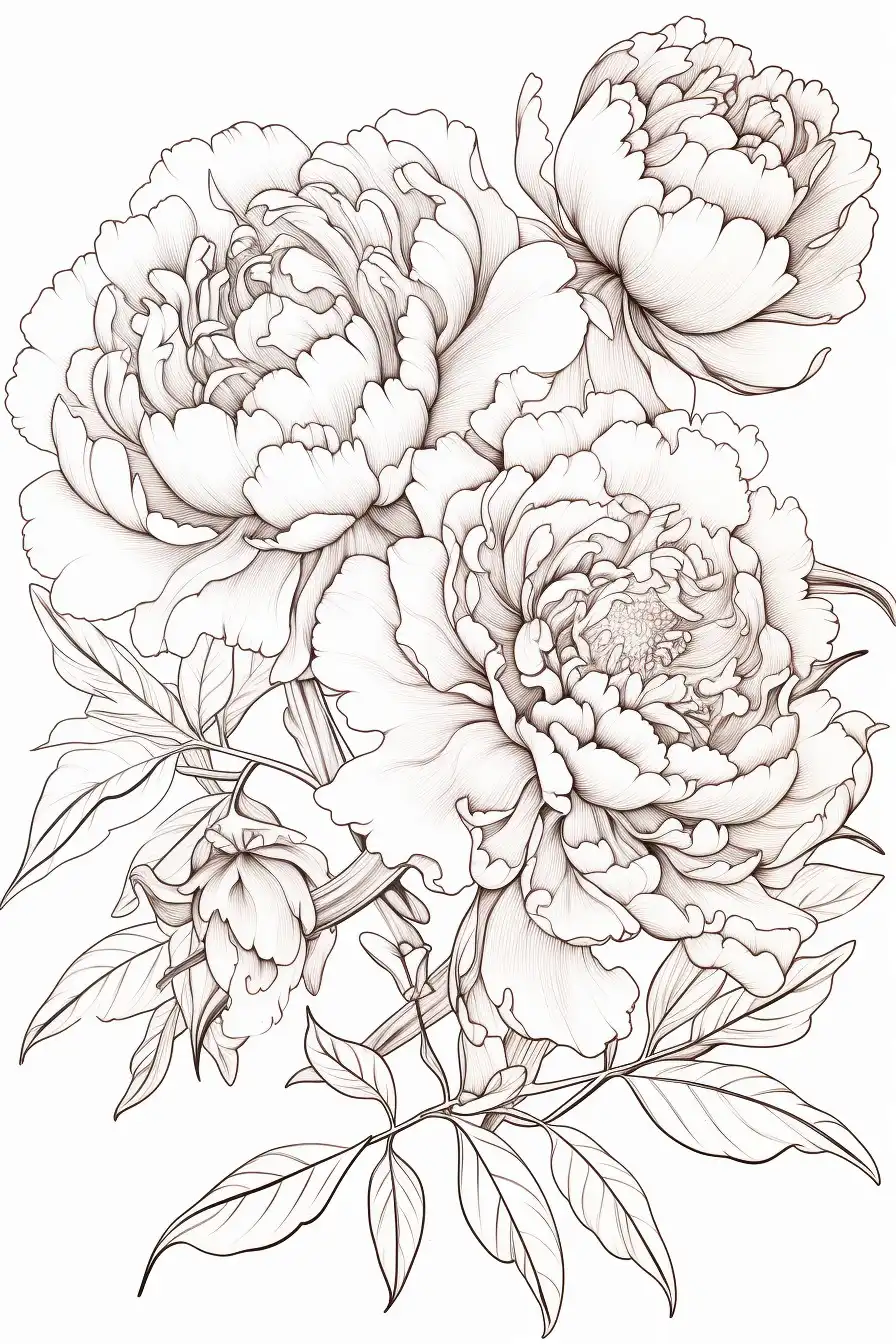 Peony-coloring-Pages
