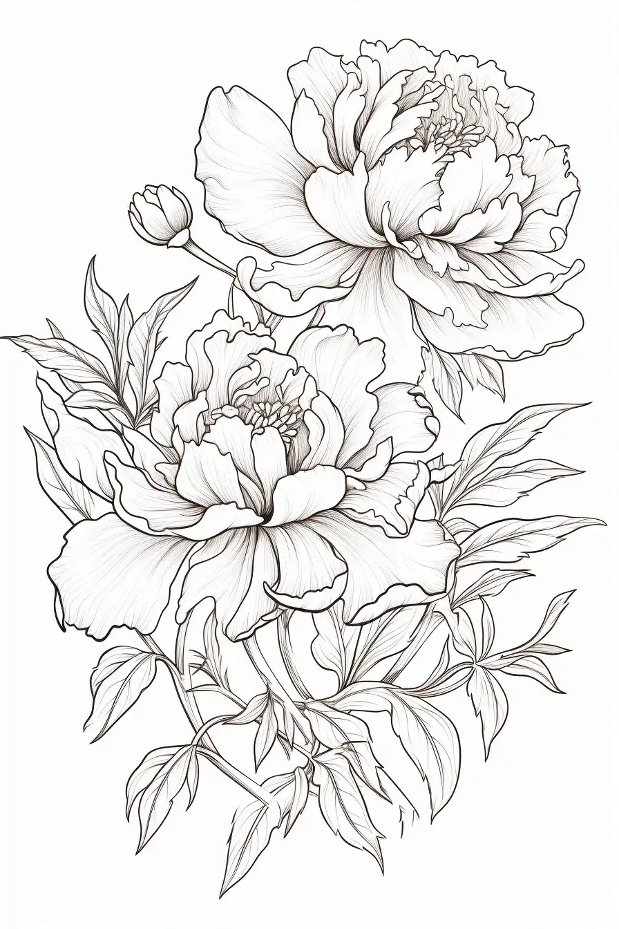 Peony-coloring-Pages