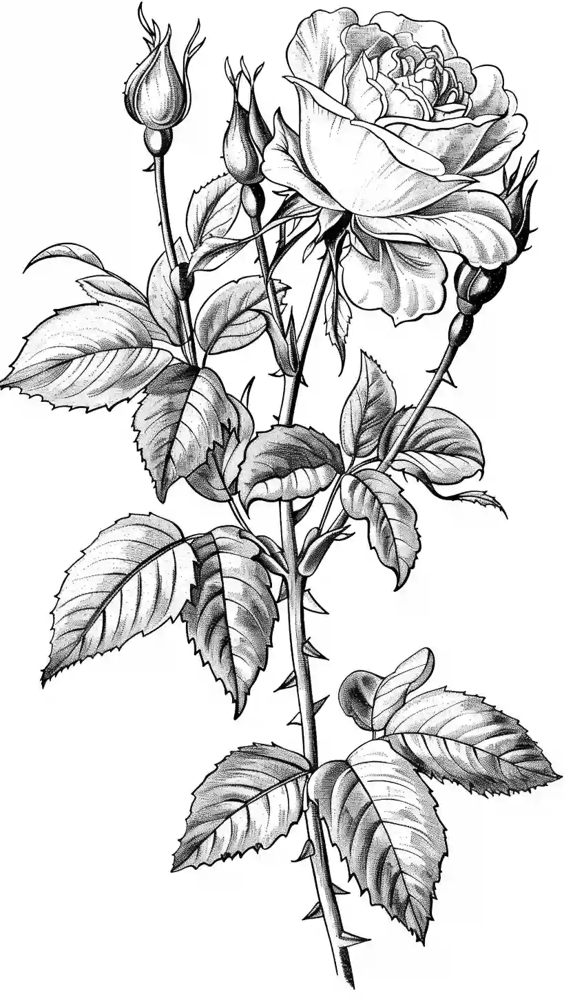 Rose-Grandiflora-Coloring-Pages